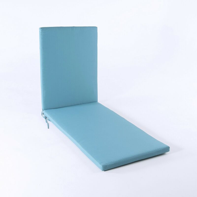Coussin de chaise longue d'extérieur turquoise Taille 196x60x5cm Hydrofuge Amovible