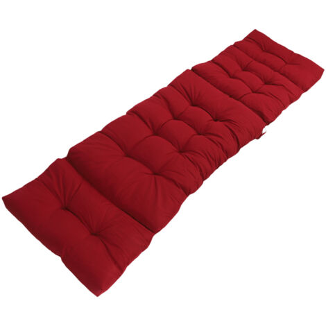 Coussin de chaise longue d'intérieur et d'extérieur avec attaches, résistant aux éclaboussures, de remplacement pour piscine à gazon, 4 plis, 78,74x21,65 pouces, bordeaux