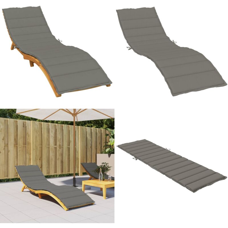 Coussin de chaise longue gris foncé mélangé 200x50x4 cm tissu - Coussin Chaise Longue - Coussin Exterieur - Coussin Jardin - Coussin Patio