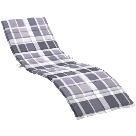 Coussin de chaise longue motif à carreaux gris 200x50x3 cm