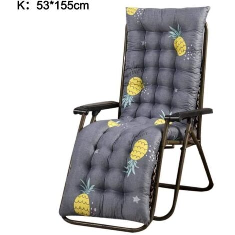Coussin de chaise longue pour bain de soleil, avec capuche antidérapante pour jardin ou patio, 53x155cm, gris.