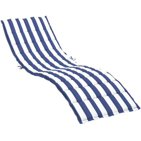 Coussin de chaise longue rayures bleues/blanches tissu oxford