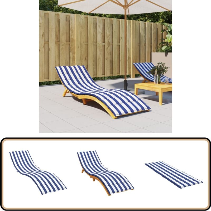 Coussin de chaise longue rayures bleues/blanches tissu oxford - Coussin De Chaise Longue - Coussin D'extérieur - Coussin Bleu - Coussin Décoratif