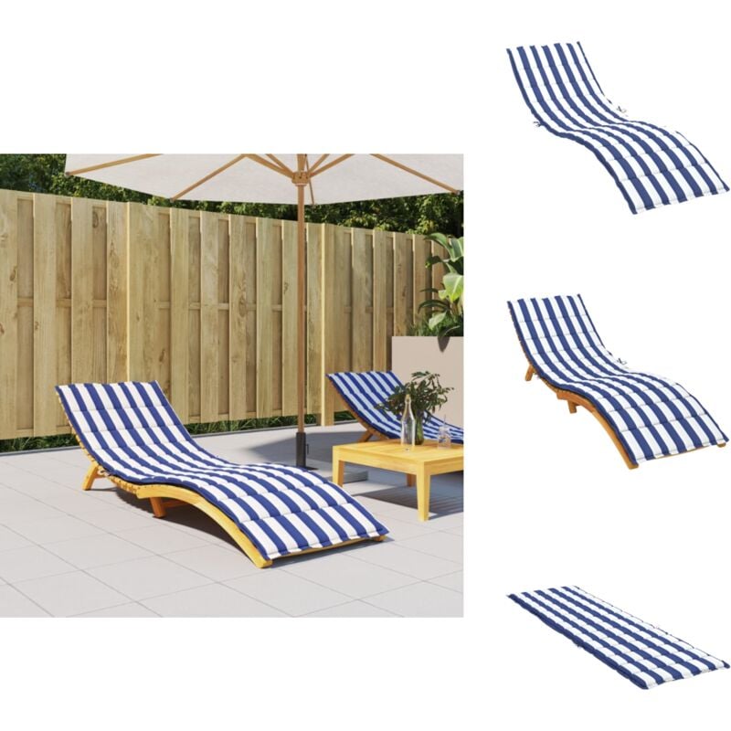 Coussin de chaise longue rayures bleues/blanches tissu oxford - Coussin De Chaise Longue - Coussin D'extérieur - Coussin Bleu - Coussin Décoratif