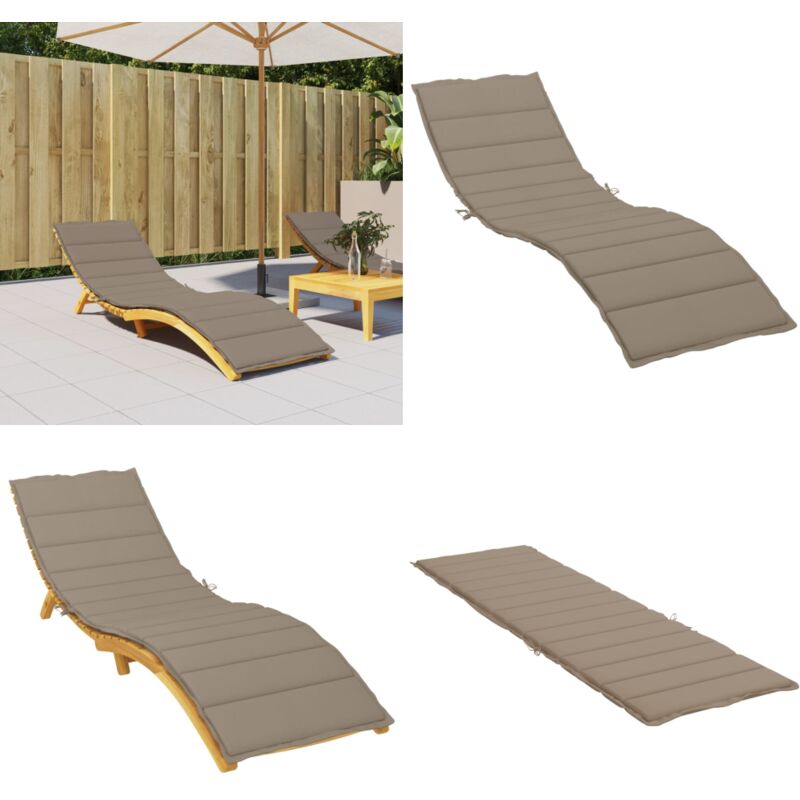 Coussin de chaise longue taupe 200x70x3 cm tissu oxford - Coussin De Chaise Longue - Coussin D'extérieur - Coussin Patio - Coussin Confortable