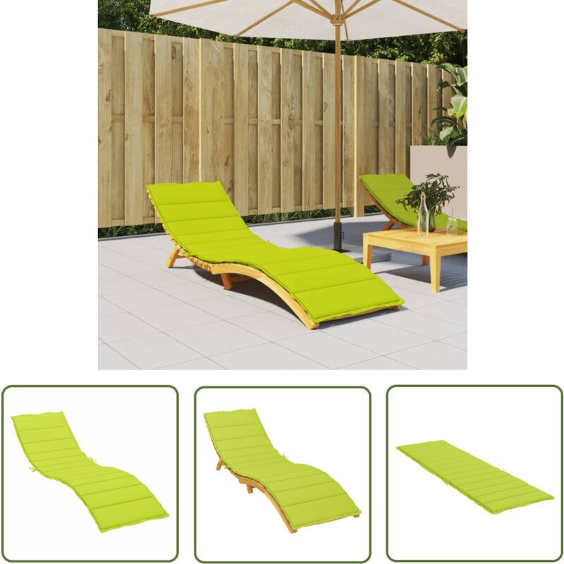 Bonnevie - The Living Store Coussin de chaise longue vert vif 200x50x3 cm tissu oxford - Coussin De Chaise Longue - Coussin D'extérieur - Coussin