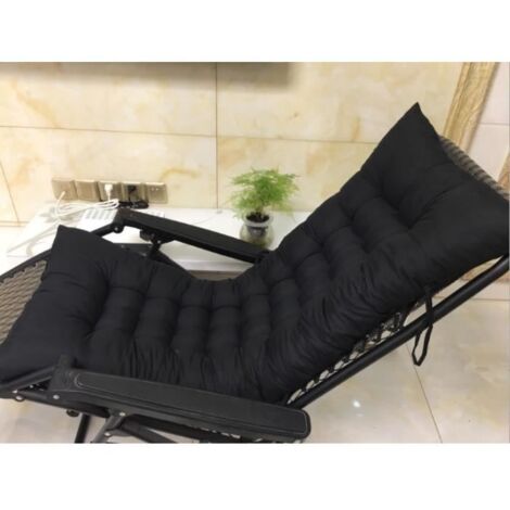 Coussin de Chaise pour Jardin et Terrasse - Noir - 48x125x8cm - Polyester