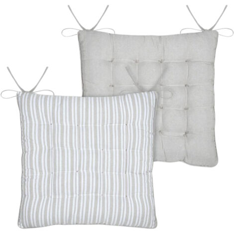 Coussin de chaise rayé gris JOSEPHINE 38x38 cm