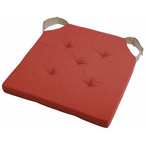Coussin de chaise réversible 38x38 cm en lin et coton terracotta – Épaisseur 4 cm – Attaches velcro pour maintien sécurisé – Stof