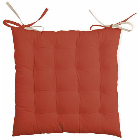 Coussin de chaise réversible 40x40 cm – 100% coton terracotta et lin – Piqué sur 16 points pour bonne tenue – Stof