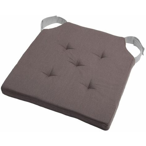 GADGET ET BAZAR Galette de chaise à velcro Gris/Perle 38 x 38 x 4 cm - Gris/Perle