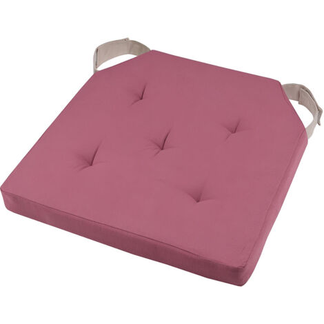 Coussin de chaise réversible rose et lin en coton 38 x 38 cm