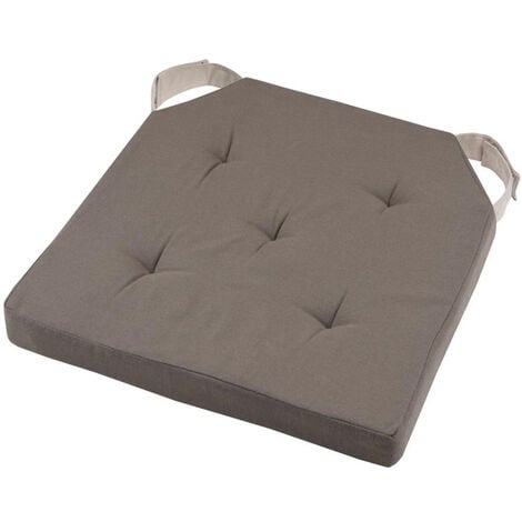 STOF Coussin de chaise réversible taupe et lin en coton 38 x 38 cm