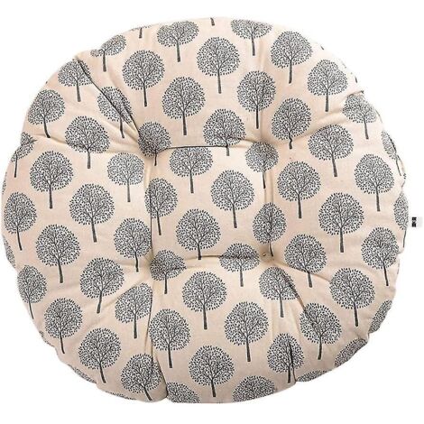 Coussin de chaise rond, motif floral et animalier, pour extérieur, jardin, balcon, 40 cm, coton et lin.