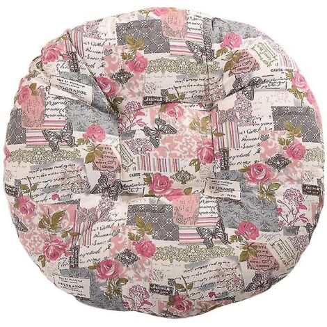 Coussin de chaise rond, motif floral et animalier, pour extérieur, jardin, balcon, 40 cm, coton et lin rose