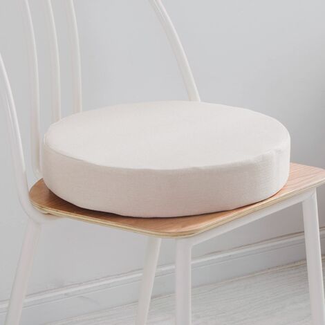 Coussin de chaise rond pour chaises de salle à manger, cuisine, jardin, housse amovible pour intérieur et extérieur, salon, terrasse, bureau, magasin - 45 x 45 x 8 cm, blanc