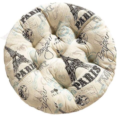 Coussin de chaise rond rose imprimé, motif tour, doux, pour chaise de bureau ou de classe - 40 x 40 cm