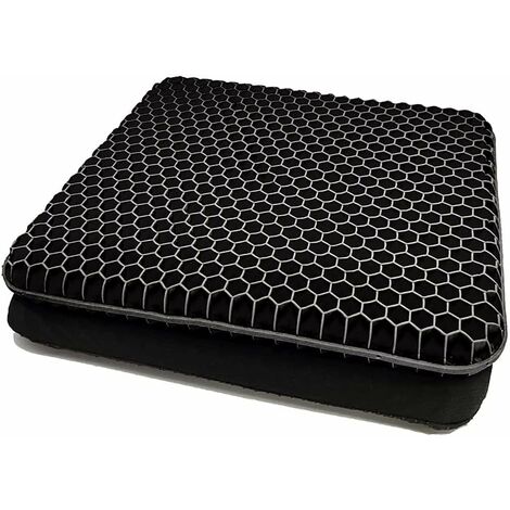 Coussin de chaise,Coussin de Gel Respirant, Coussin Anti Escarres, Soulage la Pression sur Le Orthopédique avec Housse Antidérapant pour Voiture/Bureau/Maison/Fauteuil Roulant (noir)