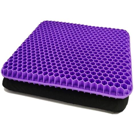 Coussin de Chaise,Coussin de Gel Respirant, Coussin Anti Escarres, Soulage la Pression sur Le Orthopédique avec Housse Antidérapant pour Voiture/Bureau/Maison/Fauteuil Roulant (Violet)