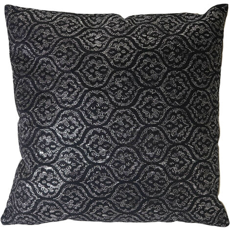 Coussin de décoration, aspect baroque, coussin avec bourrage, noir, effet brillant 45x45cm