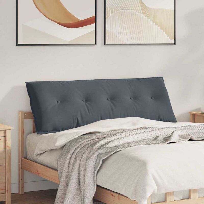 vidaXL Coussin de Dos Gris foncé 140 x 50 cm Tissu en velours côtelé