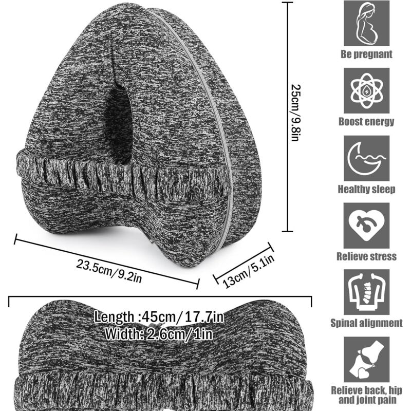 Coussin de genou pour les personnes endormies sur le côté, coussin orthopédique pour les jambes, coussin ergonomique avec ceinture, coussin pour