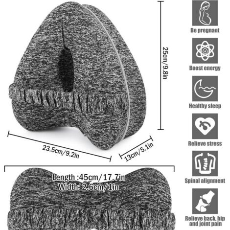 Coussin de genou pour les personnes endormies sur le côté, coussin orthopédique pour les jambes, coussin ergonomique avec ceinture, coussin pour personnes dorment sur le côté en mousse à mémoire de