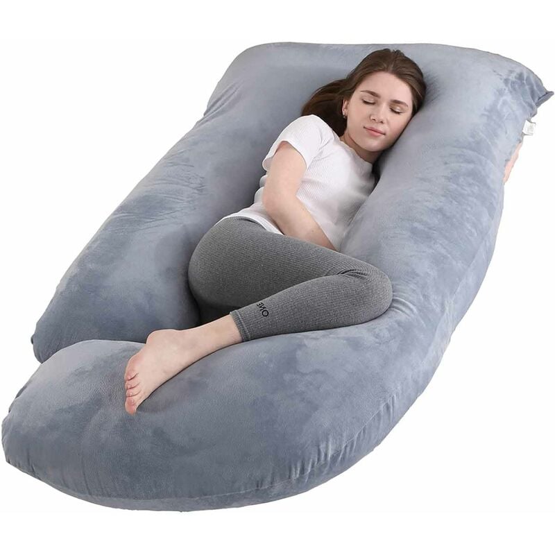 Coussin de Grossesse Coussin d'allaitement Grand Coussin Oreiller en forme de u de maternité pour dormir Housse en Velours Lavable