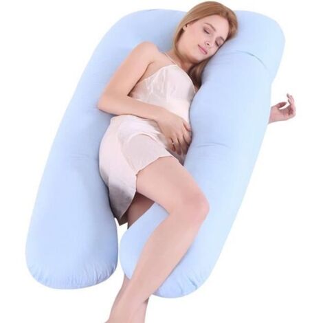 Coussin de Grossesse et Coussin d\'allaitement - en Coton - Oreiller de Maternité Multifonctionn en Forme de U - 70  130cm - BLEU