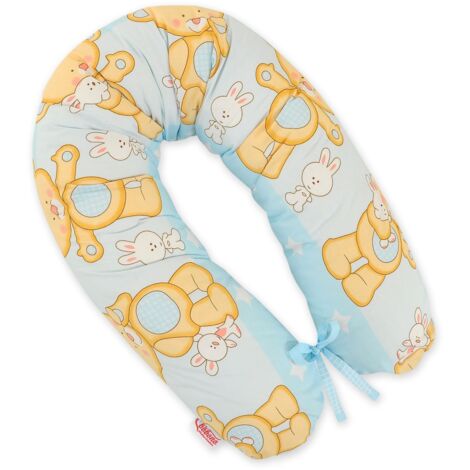 Coussin de grossesse plus long pour dormir avec housse amovible - Ours en peluche bleu