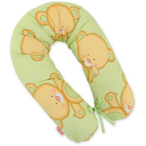 Coussin de grossesse plus long pour dormir pendant la grossesse + housse amovible - Ours en peluche vert