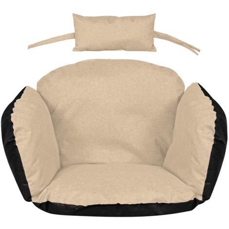 Coussin de jardin 112x113 cm pour fauteuil suspendu nid de cigogne imperméable beige