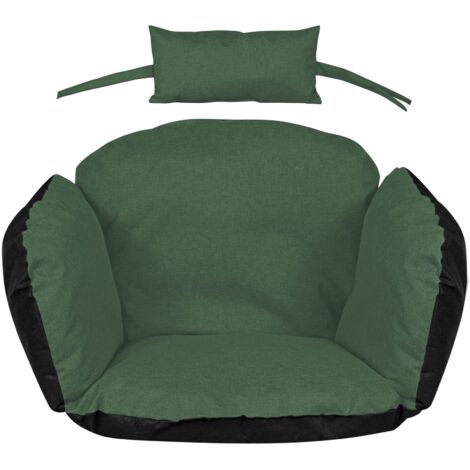 Coussin de jardin 112x113 cm pour fauteuil suspendu, nid de cigogne, imperméable vert