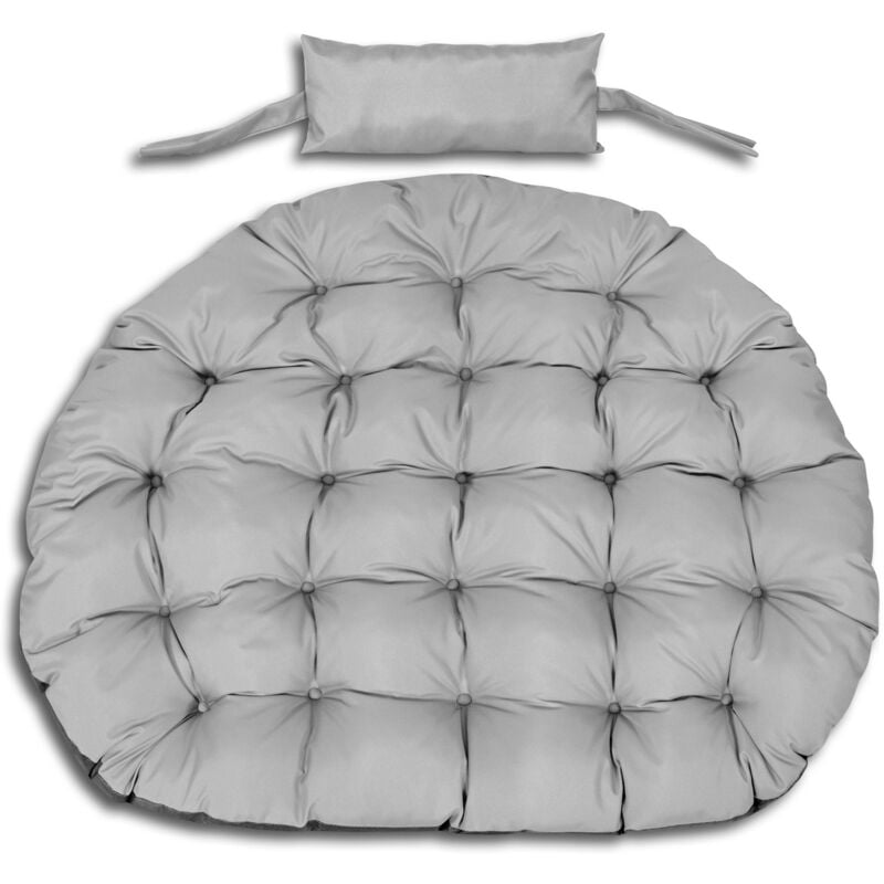 Coussin de jardin 120 cm pour fauteuil suspendu, nid de cigogne, imperméable, gris