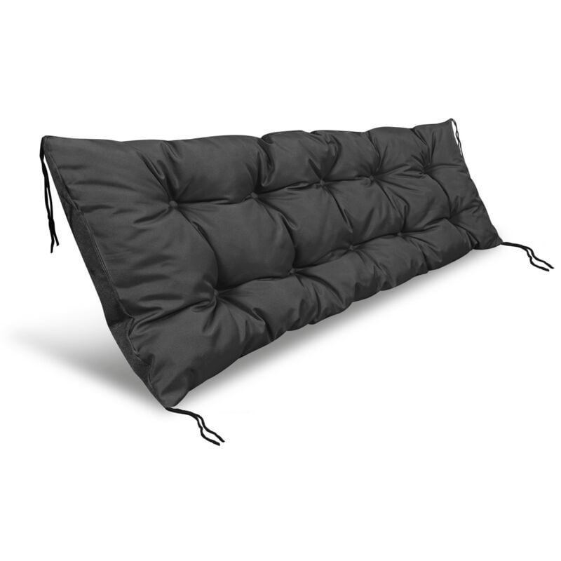 Coussin de jardin 120x40 cm imperméable pour banc de palette, noir
