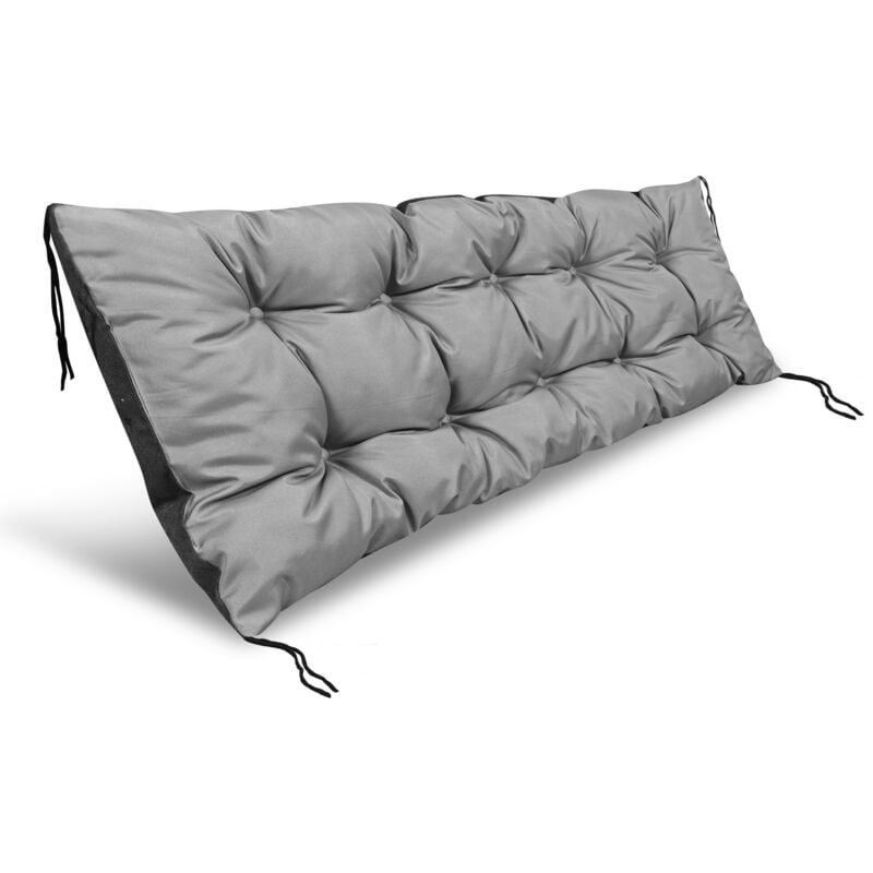 Coussin de jardin 120x40 cm pour banc de palette, imperméable, gris