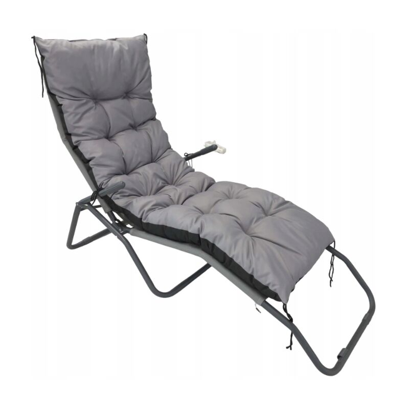 Coussin de jardin 180x50 cm pour transat, banc, balançoire, imperméable, gris