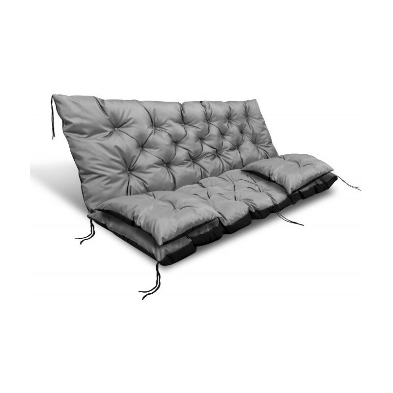 Coussin de jardin 180x60x50 cm + 2 coussins pour balancelle, imperméable, gris