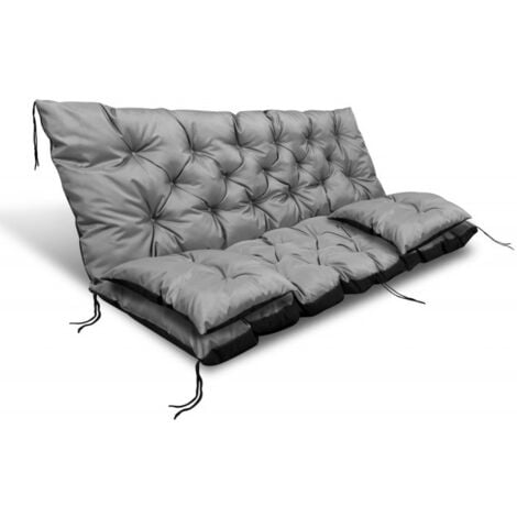 AUTRES Coussin de jardin 180x60x50 cm + 2 coussins pour balancelle, imperméable, gris