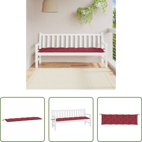 Coussin de jardin -  Coussin de banc de jardin rouge bordeaux 180x50x7 cm