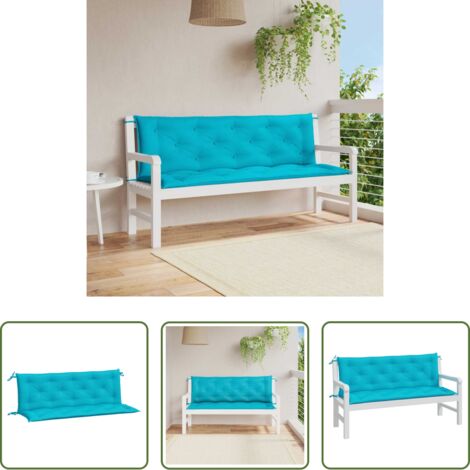 Coussin de jardin -  Coussins de banc de jardin lot de 2 turquoise 150x50x7 cm tissu