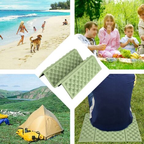 Coussin de jardin imperméable en mousse, tapis de sol pliable pour camping et extérieur (Vert+Noir)