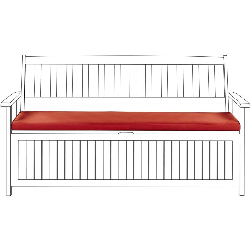 Coussin de Jardin Plat pour Banc 148 x 45 cm en Polyester Rouge avec Attaches Sovana
