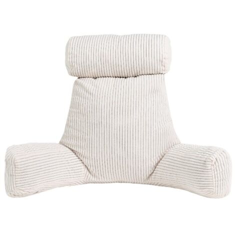 Coussin de lecture déhoussable en velours côtelé BANANAIR 80x50x70 cm blanc cassé
