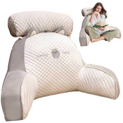Coussin de lecture, oreiller de repos pour lit, lecture avec accoudoirs, coussin de soutien lombaire, oreiller de lecture avec cou a
