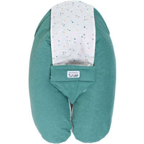 Coussin de maternité 3-en-1 Tinéo MultiRelax 73x40 cm - Housse amovible Vert/Pois, Harnais