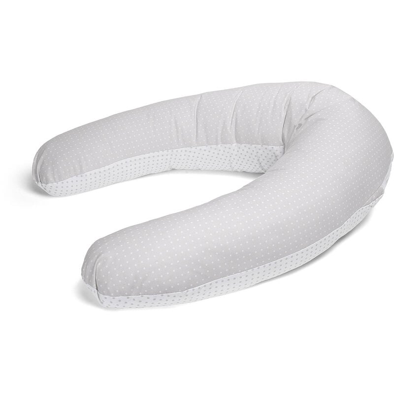 Xaluca - Coussin de maternite et d'allaitement Bebe evolutif gris 160 cm - Dehoussable avec remplissage mircrofibres