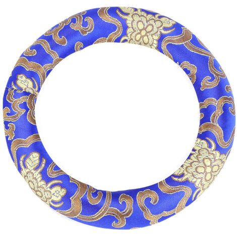 Coussin de Méditation 18cm en Brocart de Soie, Coussin Rond pour Bol Chantant (Bleu)