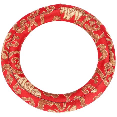 Coussin de méditation rond 18cm en brocart de soie, pour bol chantant, rouge