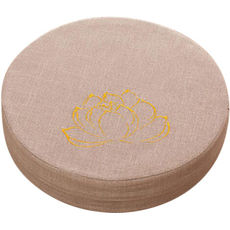 Coussin de Méditation Rond en Mousse Ferme, Housse Détachable en Lin Coton Lavable, Coussin de Sol Confortable pour Salon ou Balcon, Couleur Beige